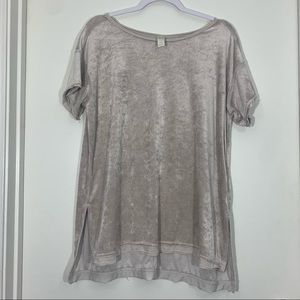 GREEN TEA cream crushed velvet relaxed fit top LARGE